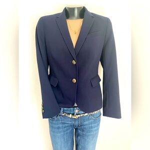 TALBOTS navy Blue REGAL 2-button vented Lined semiFITTED BLAZER jacket 10P VGUC